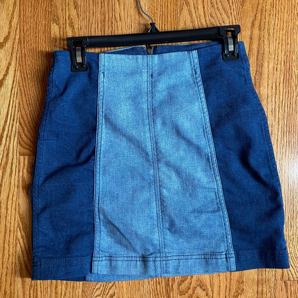 Free People two toned denim mini skirt